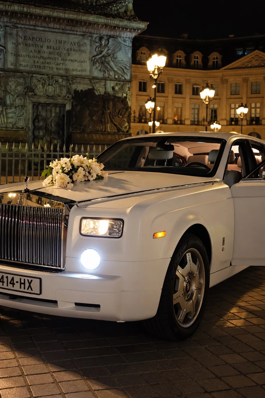 Phantom phares allumés, place Vendôme de nuit