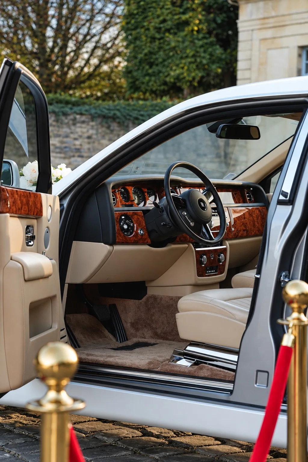 Intérieur de la Rolls-Royce Phantom, portière ouverte
